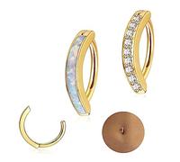 Diamday 14G Clicker Belly Button Ring for Women 316L Surgical Steel Belly Piercing Dangling Gold Cute CZ Opal Heart Butterfly Reverse Curved Navel Rings Barbell Body Piercing Jewelry G