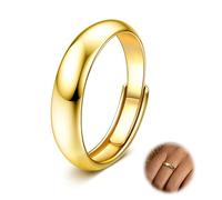 Diamday 14K Gold Filled Band Rings for Women - Stacking, Simple Plain Dome, Stackable Statement Thin Thumb Pinky Ring - Weddings 3/4/5/6MM