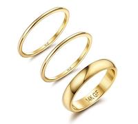 Diamday 14K Gold Filled Rings for Women Girls Stacking Rings Stackable Thin Gold Rings Simple Plain Pinky Thumb Statement Band Ring Comfort Fit 3Pcs 1mm 3mm 9