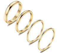 Diamday 14K Gold Filled Rings Stacking Rings for Women Stackable Thin Gold Ring Plain Pinky Thumb Midi Statement Band Ring Comfort Fit 4Pcs 1mm 2mm 3mm Size T-1/2