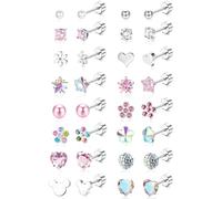 Diamday 16 Pairs Screw Back Earrings Stud for Women Girls Surgiacl Steel 20G Small Cartilage Stud Earrings CZ Heart Flower Star Ball Screwback Flat Back Stud Earrings Set Multicolored 1