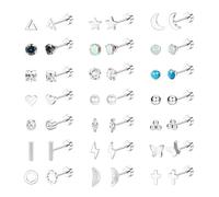 Diamday 21 Pairs Flat Back Stud Earrings for Women Men Surgical Stainless Steel Earrings Set Hypoallergenic Helix Cartilage Earrings Small Studs Earrings Screw Back Earrings Piercing Ear Studs Silver
