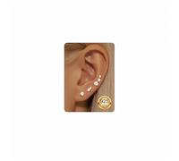 Diamday 3 Pairs Flat Back Earrings Sterling Silver, Gold Earrings for Women, Small Diamond Stud Earring Stack Cartilage Helix Conch Tragus Earring Sets for Multiple Piercings3