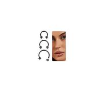 Diamday 3pcs 16G Titanium Horseshoe Septum Rings ASTM F136 Titanium Nose Rings Horseshoe Septum Hoop Earring Helix Cartilage Eyebrow Tragus Lip Rings Daith Nipple Piercing Jewellery 8-12mm-3