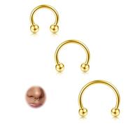 Diamday 3pcs 16G Titanium Horseshoe Septum Rings ASTM F136 Titanium Nose Rings Horseshoe Septum Hoop Earring Helix Cartilage Eyebrow Tragus Lip Rings Daith Nipple Piercing Jewellery 8-12mm-2