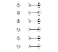 Diamday 6 Pairs 20G Stud Cartilage Earring for Women Men Girls 2-5mm Flat Back Earring Set 316L Surgical Steel Tragus CZ Small Helix Piercing Jewelry Hypoallergenic(2MM)