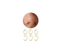 Diamday 6PCS Nose Ring Hoop Faux Nose Ring Clip Nose Piercing 316L Surgical Steel Fake Septum Lip No-Piercing Ear belly Body Jewelry 22G/20G/18G 6-8mm8