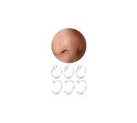 Diamday 6PCS Nose Ring Hoop Faux Nose Ring Clip Nose Piercing 316L Surgical Steel Fake Septum Lip No-Piercing Ear belly Body Jewelry 22G/20G/18G 6-8mm2
