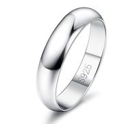 Diamday 925 Sterling Silver Ring for Women Men High Polish Wedding Band Plain Simple Silver Thumb Rings Elegant Minimalist Anniversary Jewellery Gifts 4MM P-1/2