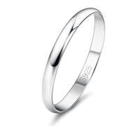 Diamday 925 Sterling Silver Ring for Women Men High Polish Wedding Band Plain Simple Silver Thumb Rings Elegant Minimalist Anniversary Jewellery Gifts 2MM R-1/2