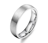 Diamday 925 Sterling Silver Ring for Women Men Silver Brushed Matte Wedding Band Plain Simple Thumb Statement Rings Comfort Fit 4MM P-1/5