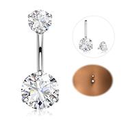 Diamday Belly Button Bars 316L Surgical Steel Belly Bars Piercing 14G Hypoallergenic Belly Button Rings Shiny CZ Belly Button Piercing Navel Bars Belly Bars Sliver Belly Barbell D 10mm