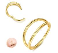 Diamday Double Nose Rings Hoop 316L Surgical Steel Nose Ring Piercing Triple Silver/Gold Septum Clicker Cartilage Conch Daith Rook Tragus Lip Ring Earrings 18G/16G