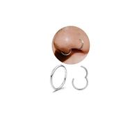 Diamday G23 Titanium Nose Rings Hoops 20G 18G 16G Seamless Hinged Nose Piercing Jewelry Hypoallergenic Click Septum Helix Rings Lip Cartilage Daith Conch Tragus Rook Belly Button Gold/Silver 8mm-10mm2