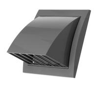 Diameter 100 mm Grey Ventilation Grille with Weather Protection - Plastic Weather Protection Grille - Facade Grille with Backflow Flap