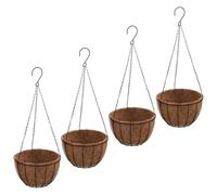 vidaXL Hanging Planters 4 pcs with Coco Liners Black Ø 30x52 cm Steel