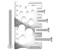 Diameter And Pitch Measuring Ruler M12, Precision Measurement Tool, Stainless Steel Ruler, Etched Markings, Resistant, 10x5cm, For Woodworking Electricians Carpenters Engineers