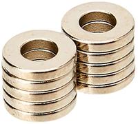 Diametrically Magnetised N42 Neodymium Magnet for Engineering, Manufacturing and Technology Applications - 6mm O.D. x 3mm I.D. x 1mm thick - Pack of 10
