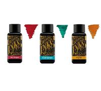 Diamine - 30ml Fountain Pen Ink - 3 Pack - Red Dragon, Cool Green, Sepia