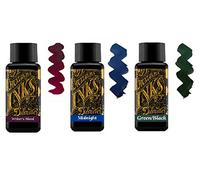 Diamine Fountain Pen Ink 30ml - 3 x Bottles - Writers Blood & Midnight Blue & Green Black
