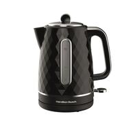 Hamilton Beach Electric Kettle, Diamond, 1.7L, Boil Dry Protection, Diamond Texture, 360° Swivel Base, Easy Read Water Level Window, Built-in Cord Storage, Black - HBK8359B