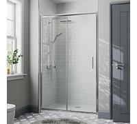Diamond® 1100mm Sliding Shower Door Screen for Wet Room Cubicle Enclosures, 8mm Toughened Safety Glass, Framed, Polished Chrome