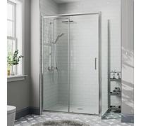 Diamond® 1200 x 760mm Sliding Shower Enclosure Door Screen for Wet Room Cubicle Enclosures, 8mm Toughened Safety Glass, Framed, Polished Chrome