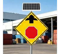 Diamond 24" Solar LED Stop Ahead Sign, Engineering-Grade Membrane Heavy Duty Metal Frame Road Warning Sign(30'')