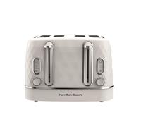 Hamilton Beach Toaster 4 Slice, Diamond, 2300W, 6 Browning Controls, Defrost, Reheat & Cancel Settings, Removable Crumb Tray, High Lift Eject, White - HBT3221W