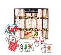 Diamond 6 x 8in Rose Gold Sparkling Stars Christmas Crackers with Luxury contents + 18pcs of 'Find the Pair' card game