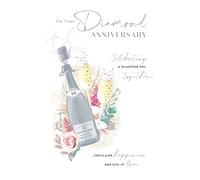 Diamond 60th Anniversary Card Champagne Foil Finish Lovely Verse