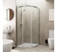 Diamond® 900mm Frameless Quadrant Shower Door Enclosure for Wet Room Cubicle Enclosures, 8mm Toughened Safety Glass, Chrome
