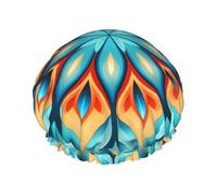 Diamond Abstract Art Double layer women's shower cap, reusable, large size design suitable for all hair lengths, suitable for girls, spa and home salon use.