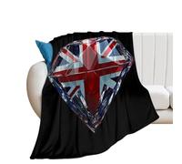 Diamond And British Flag 250GSM Flannel Throws Blanket Lightweight Warm Fleece Knee Blankets for Bed Sofa 30"*40"（76 * 100cm）