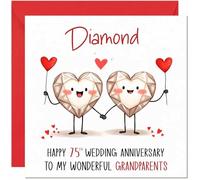 Diamond Anniversary Card for Grandparents - 75th Wedding Anniversary Cards for Granddad Nanny Nan Cute Anniversaries Greeting Cards