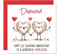 Diamond Anniversary Card for Mum & Dad - 60th Wedding Anniversary Cards for Mother Father Cute Anniversaries Greeting Cards