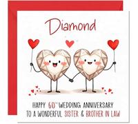 Diamond Anniversary Card for Sister & Brother in Law - 60th Wedding Anniversary Cards for Brother in Law & Sister Cute Anniversaries Greeting Cards