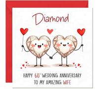 Diamond Anniversary Card for Wife - 60th Wedding Anniversary Cards for Wife from Husband Cute Anniversaries Greeting Cards