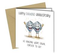 Diamond Anniversary Card - Happy 60th Wedding Anniversary Card - Cute Funny Card for Couple Parents Grandparents - 60 Years Married Celebration #1744