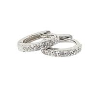 Diamond April Birthstone Small Silver Huggie Hoops