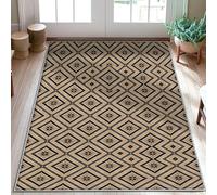 Diamond Area Rug, Geometric Modern Star Line None Beige Low Pile Doormat Rectangle Print Accents Rug Bathroom Entryway Bedside Laundry Room Decor 3' X 5'