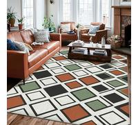 Diamond Area Rug, Modern Contemporary Geometric Square Fall Orange Low Pile Aesthetic Rectangle Home Floor Carpet Rugs for Living Room Bedroom Under Bed Apartment Decor 6' X 9'