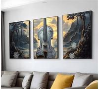 Diamond Art 3 Pack, Cross Stitch Kits for Adults Lake Violin Pattern, DIY Full Drill Round Crystal Art Diamond Painting Kits, Gem Arts and Crafts, Valentines Gifts for Her, Room Decor 45x65cm t9n-239