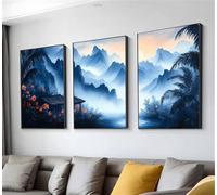 Diamond Art 3 Pack, Cross Stitch Kits for Adults Mountain Range Scenery(3) Pattern, DIY Full Drill Fquare Rhinestone Crystal Art Diamond Painting, Valentines Gifts for Her, Room Decor 25x40cm t9n-144