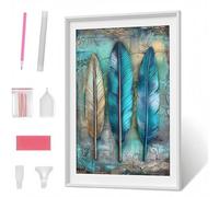 Diamond Art, 5D Diamond Painting Kits for Adults Kids, DIY Full Round Drill Gem Art Kits, Feather Blue Diamont Painting Crystal Rhinestone Craft for Home Wall Decor Gifts 16x20in PJY276 P-5