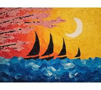 Diamond Art Abstract Diamond Painting Kits for Adults, 5D DIY Boat Full Drill Embroidery Sequin Gem Art Paintings, Painting by Numbers Arts and Crafts Pictures for Home Wall Decor 16x20 inch W-10597