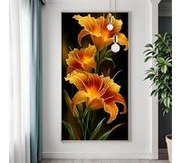 Diamond Art Abstract Large Diamond Painting Kits for Adults Flower, 5D Crystal Art Kits for Adults, DIY Square Drill Crystal Embroidery Cross Stitch Mosaic Painting, Room Decor Gifts 50x100 cm T-6