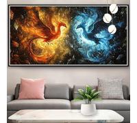 Diamond Art Abstract Large Dimond Art for Adults Phoenix Diamond Painting Kit, DIY Full Drill Crystal Embroidery Cross Stitch Kits, 5D Round Rhinestone Painting for Home Decor Gifts 40x80cm Y0-1056