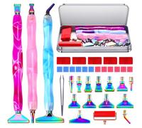 Diamond Art Accessories Tools Kits for DIY, 5D Diamond Art Pen Screw Thread Tips, 35Pcs Diamond Art Painting Metal Tips for DIY Art&Craft, Diamond Art Painting Tools with 12 Clay, Colorful