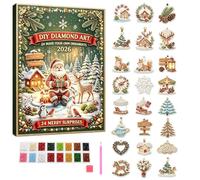 Diamond Art Advent Calendar 2026, 24 Days DIY Craft Christmas Painting Kit | Advent Calendar 2026, Pearl Art Kits for Adults Christmas Diamond 3D Painting Diy Beaded Art Craft 24 Day Countdown Ornament